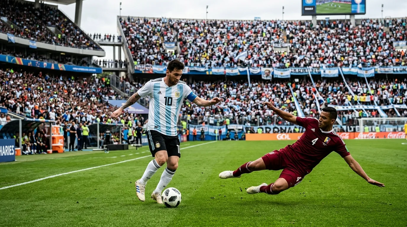 Lionel Messi Argentina vs Venezuela Football Match